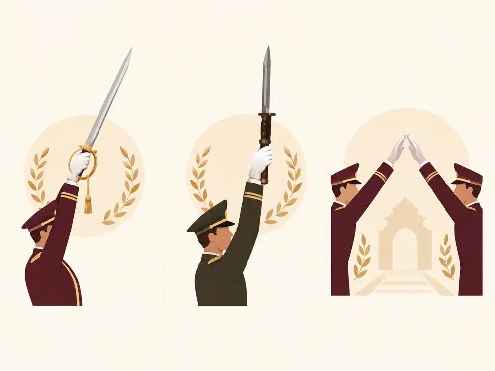 ilustrasi perbandingan pedang pora, sangkur pora, dan hasta pora