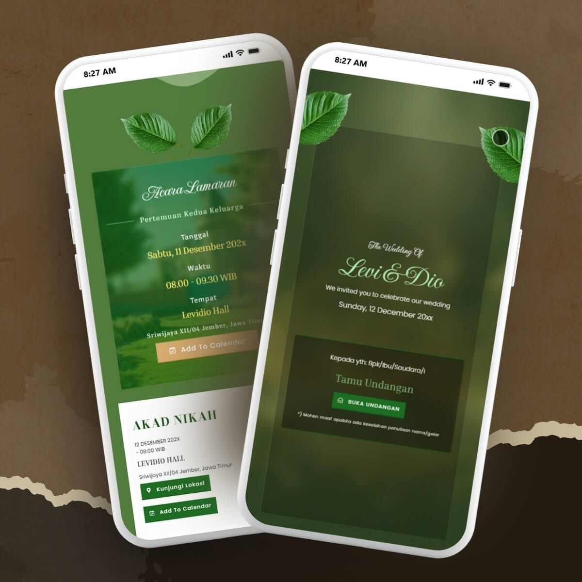 Preview desain undangan pernikahan digital Modern Canvas 2