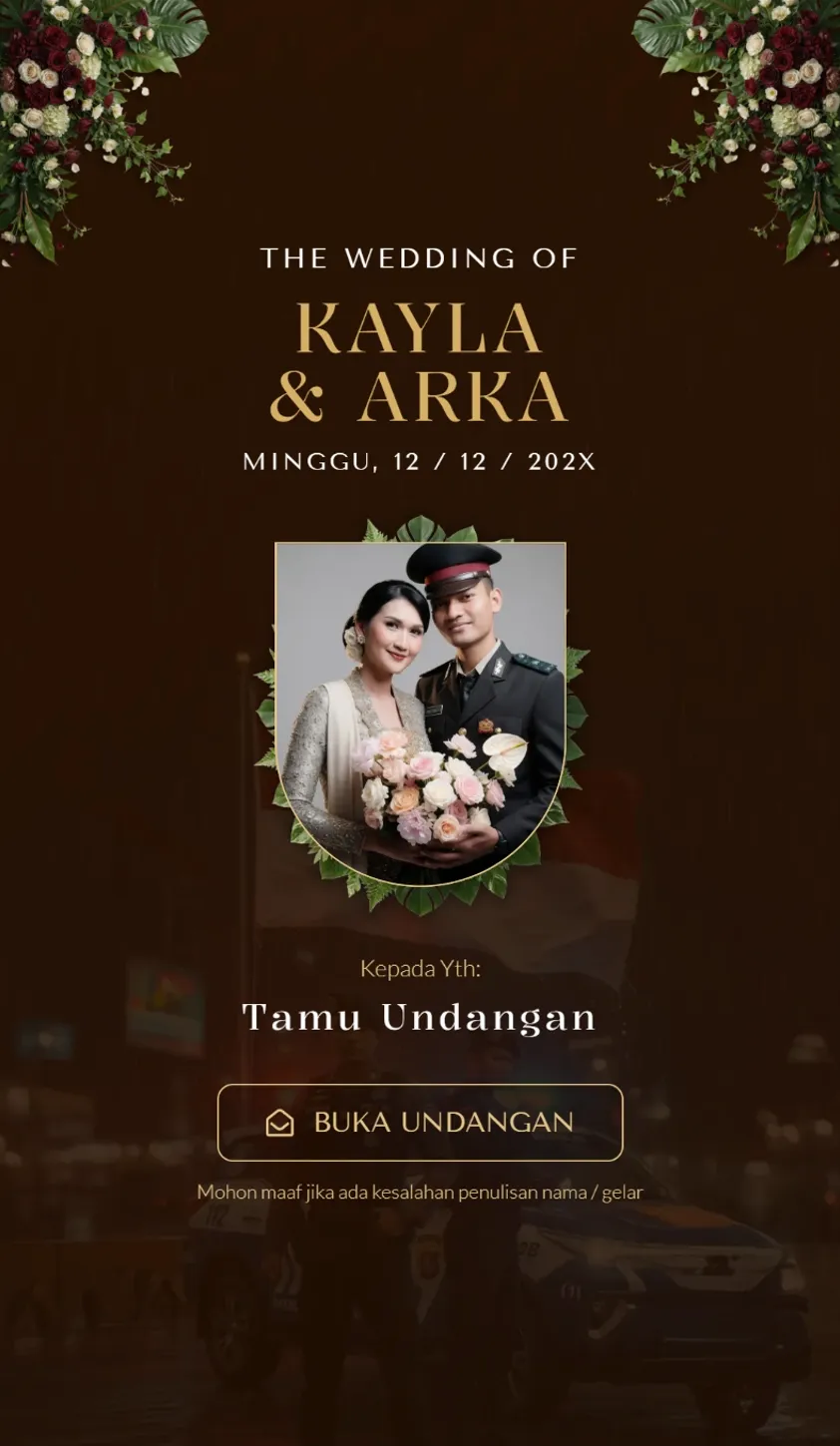 Desain undangan pernikahan Polri Onyx Gold
