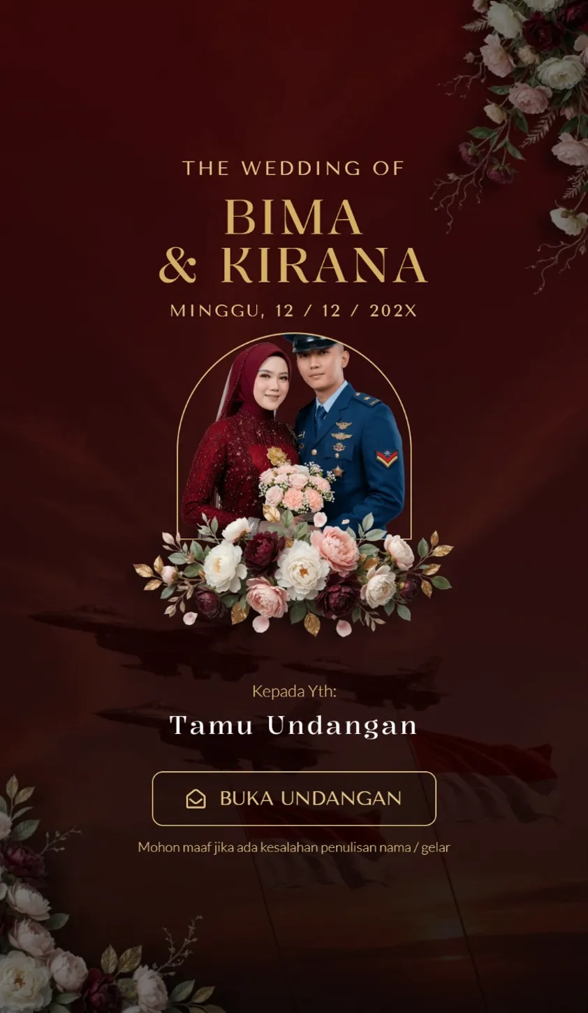 Desain undangan pernikahan TNI AU Sky Dirgantara