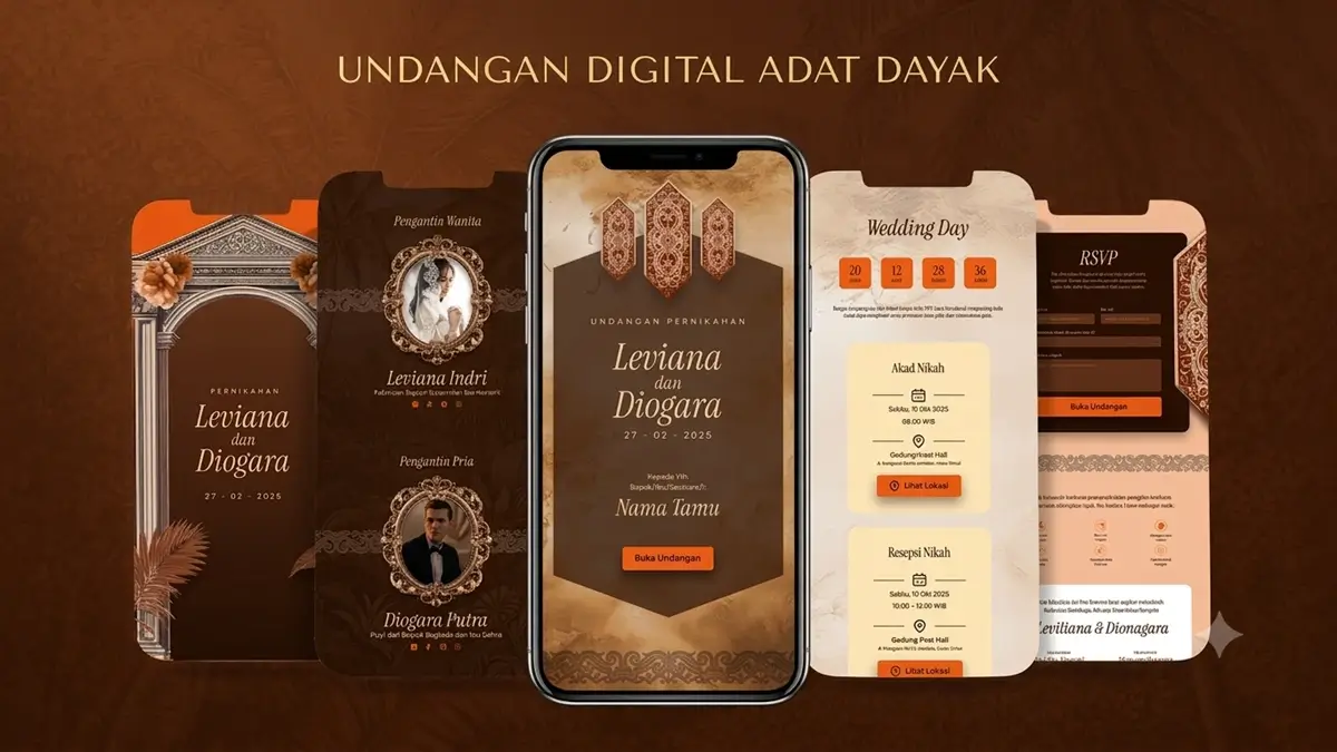 Preview desain undangan pernikahan adat Dayak