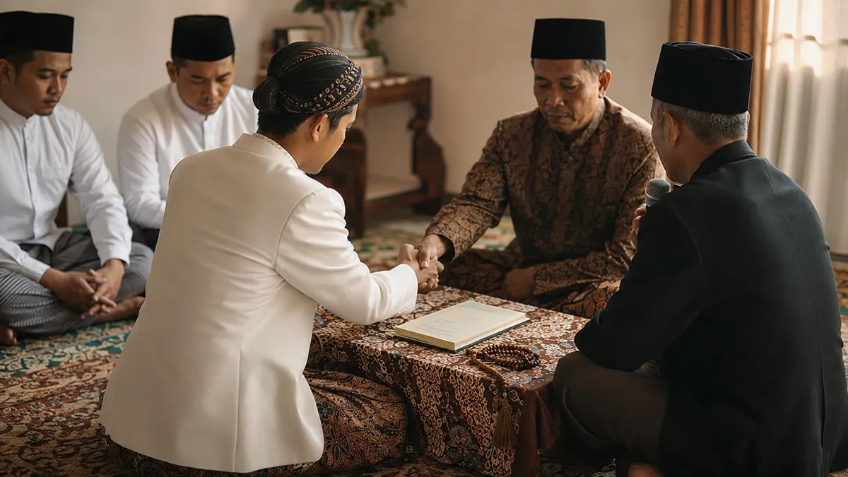 momen ijab kabul akad nikah adat jawa dengan busana sederhana